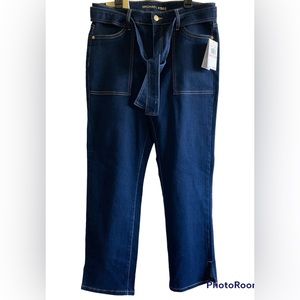NWT Michael Kors Selma Straight Leg Belted Denim Jeans Women’s 10